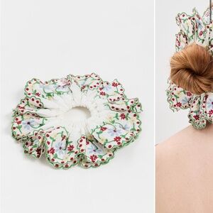 Damson Madder Floral Embroidered Hair Scrunchie